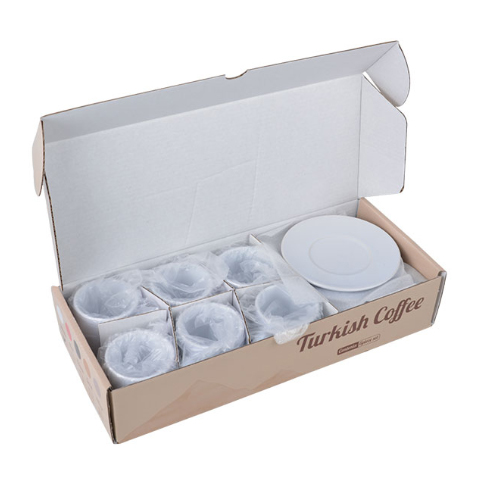 Toptan Porselen Türk Kahvesi Fincanı (6'lı set) + Karton kutu + Tasarım + Baskı