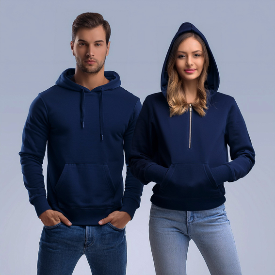 Toptan Lacivert Kapşonlu Önü Düz Sweatshirt Baskı